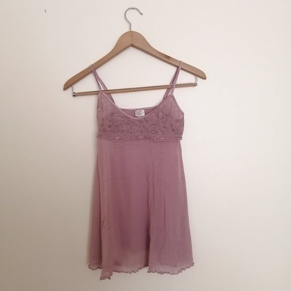 Victoria's Secret Lace Purple Flowy Lingerie Slip ￼ - Picture 2 of 12